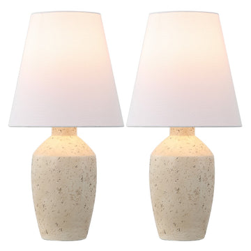 Xander 19.5" Minimalist Scandinavian Concrete Effect Resin/Iron Ginger Jar LED Table Lamp - JONATHAN Y